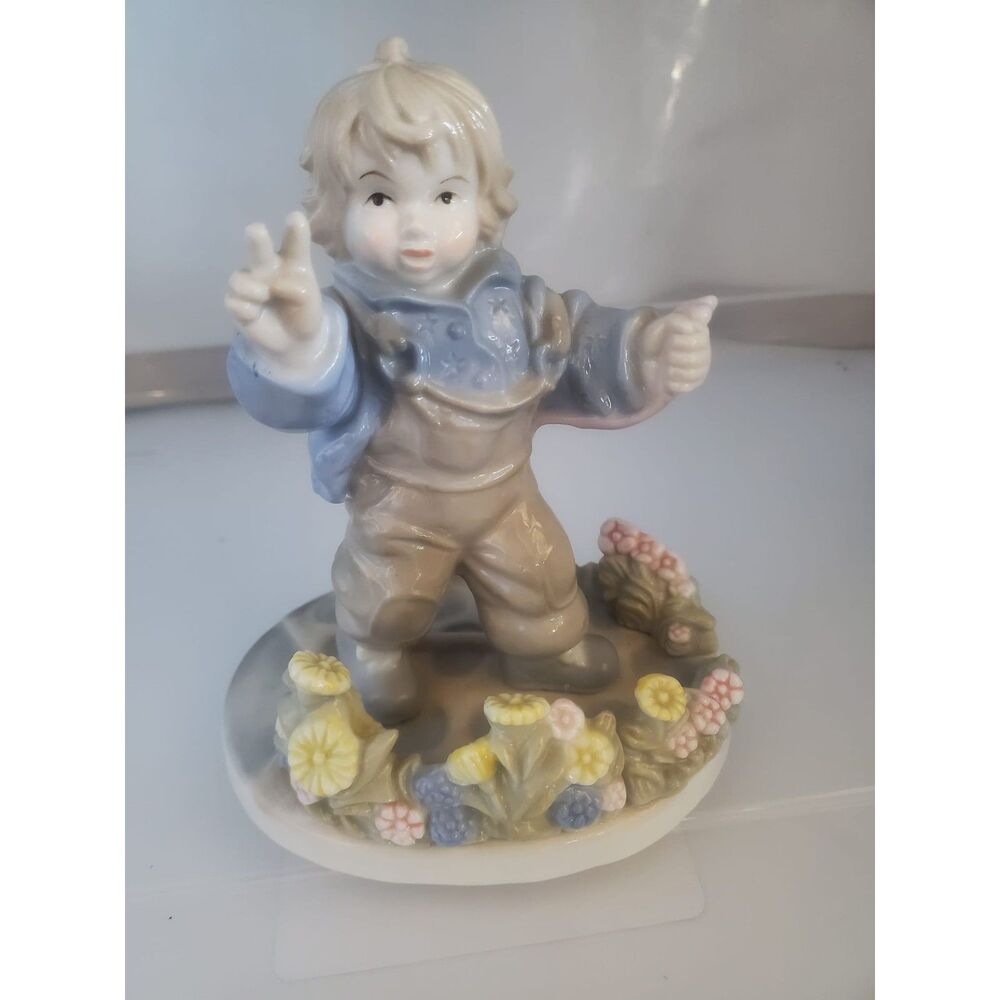 Dolphi Lisi Martin Figurine Boy Peace Sign Ceramic